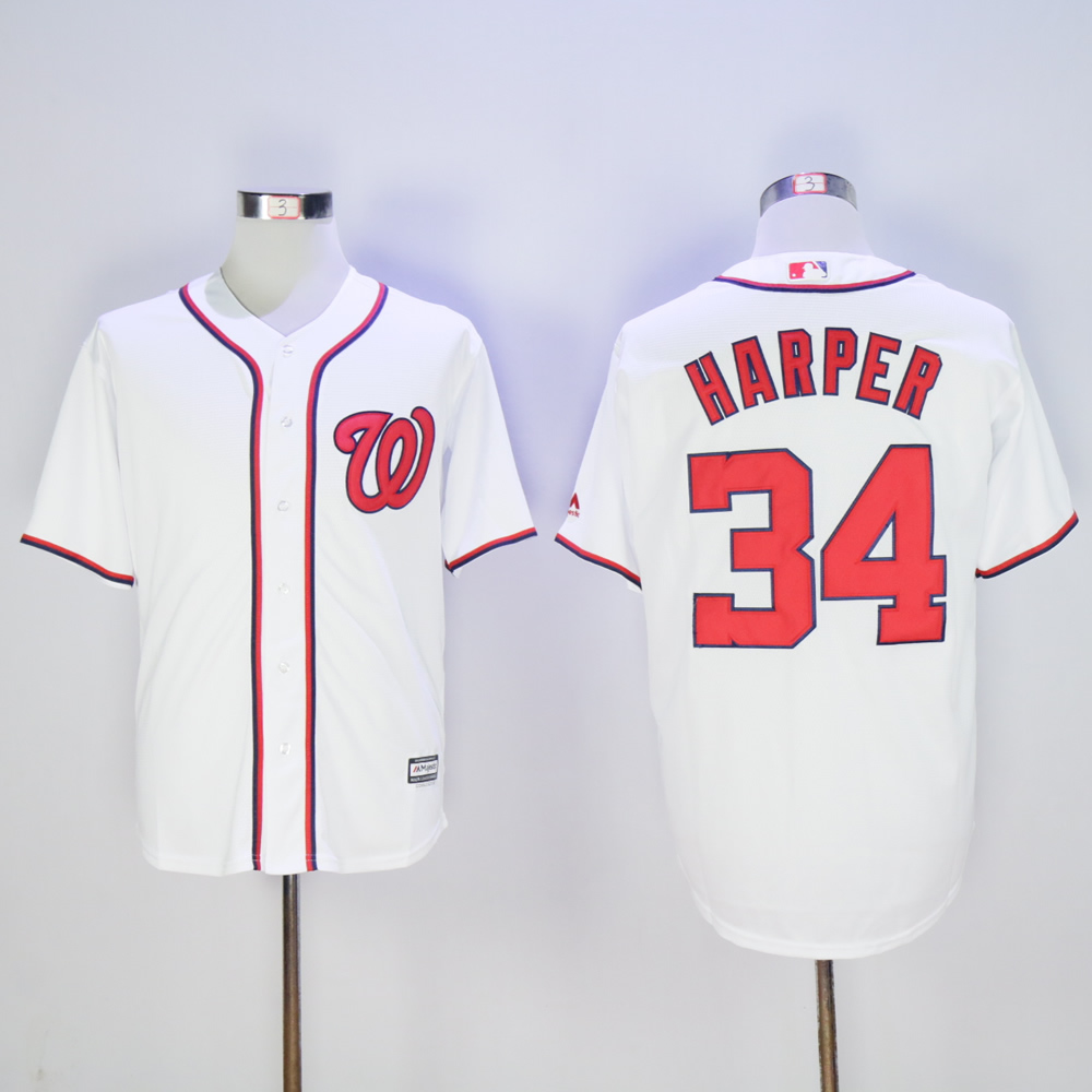 Men Washington Nationals #34 Harper White MLB Jerseys